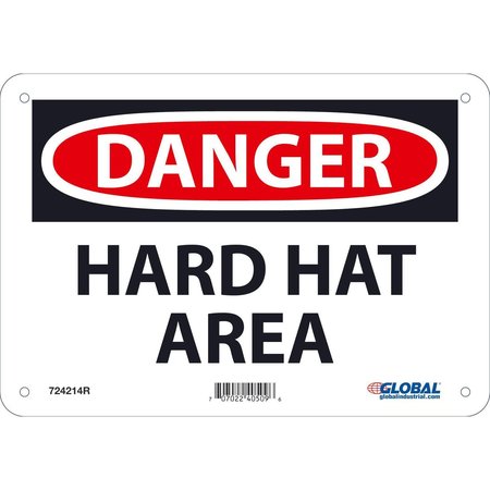 GLOBAL INDUSTRIAL Danger Hard Hat Area, 7x10, Rigid Plastic 724214R